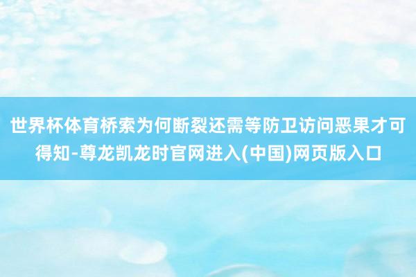 世界杯体育桥索为何断裂还需等防卫访问恶果才可得知-尊龙凯龙时官网进入(中国)网页版入口