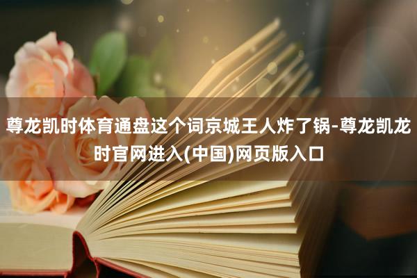 尊龙凯时体育通盘这个词京城王人炸了锅-尊龙凯龙时官网进入(中国)网页版入口